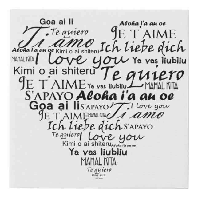 I love you in other languages 5 faux canvas print (Front)
