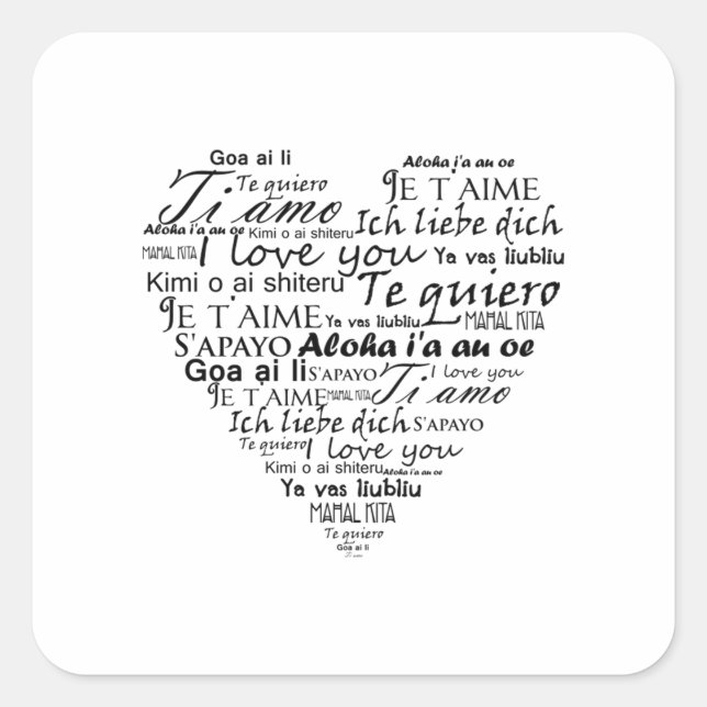 I love you in other languages 5 square sticker (Front)