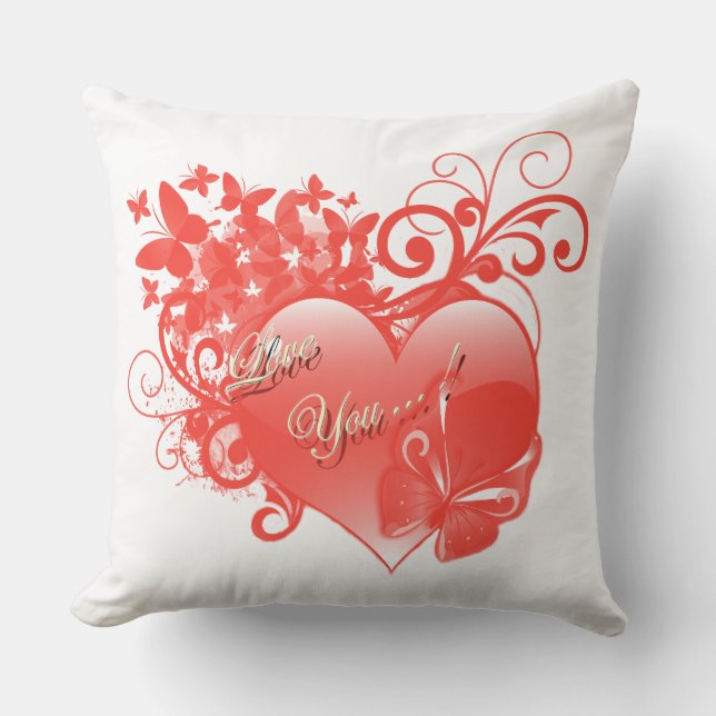 I LOVE YOU IN RED HEART THROW PILLOW (Front)