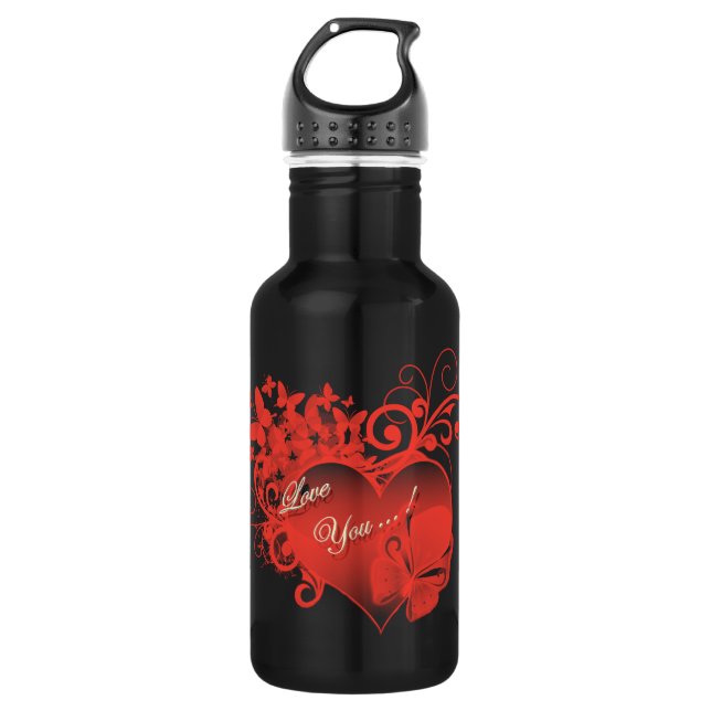 I LOVE YOU IN RED HEART WATER BOTTLE (Front)