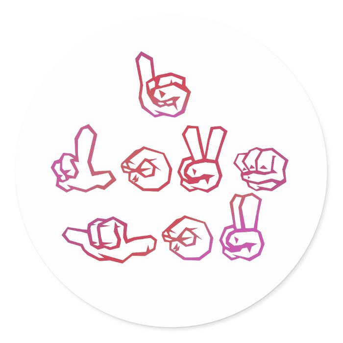 I love you in sign language round stickers