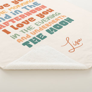 I Love You In The Morning Groovy Color Skidamarink Sherpa Blanket