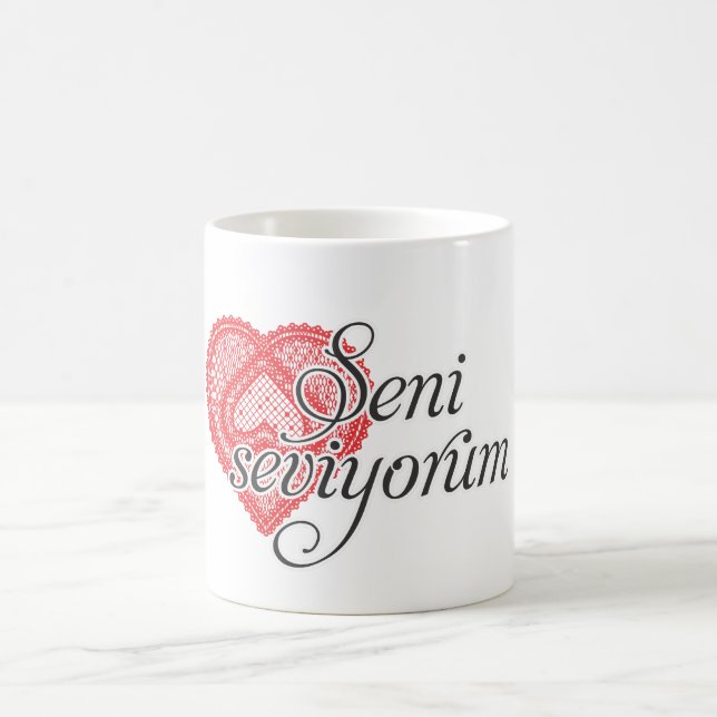I love you in Turkish - Seni seviyorum Coffee Mug (Center)