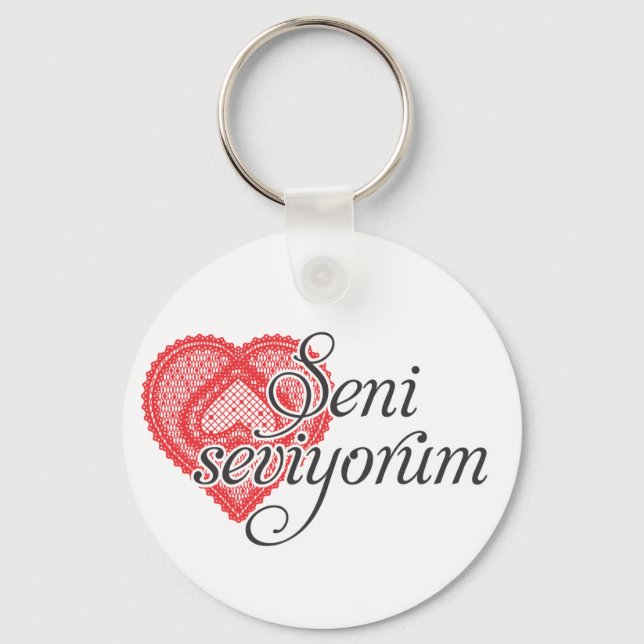 I love you in Turkish - Seni seviyorum Keychain (Front)