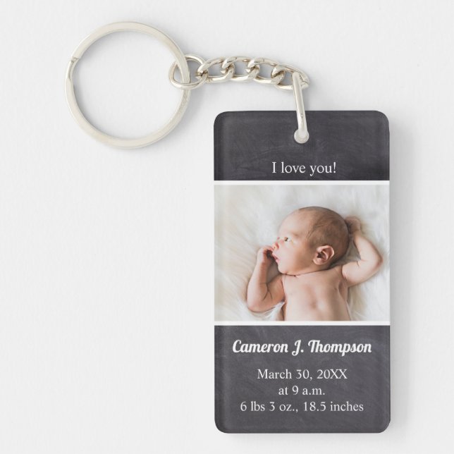 I Love you Introducing baby photo birth Keychain (Front)