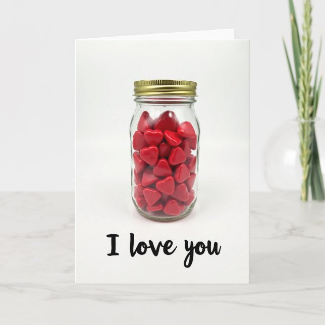 I Love You Jar Of Hearts Card (Front)