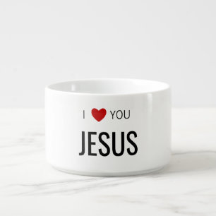 I love You Jesus Modern Christian Faith Heart Bowl