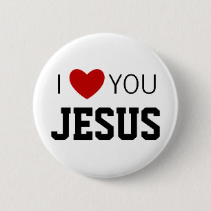 I love You Jesus Modern Christian Faith Heart Button