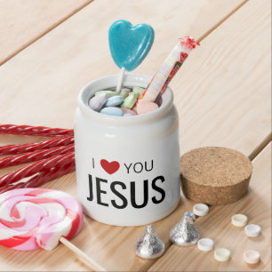 I love You Jesus Modern Christian Faith Heart Candy Jar