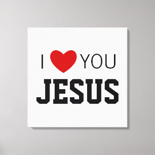 I love You Jesus Modern Christian Faith Heart Canvas Print