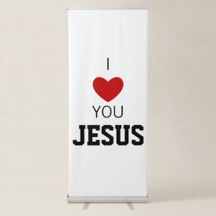 I love You Jesus Modern Christian Faith Heart Retractable Banner