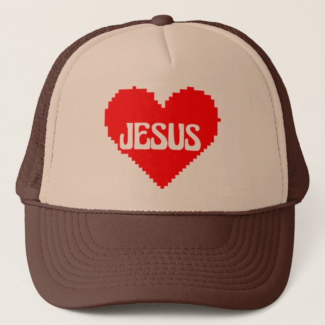 I love you Jesus pixel art Trucker Hat (Front)