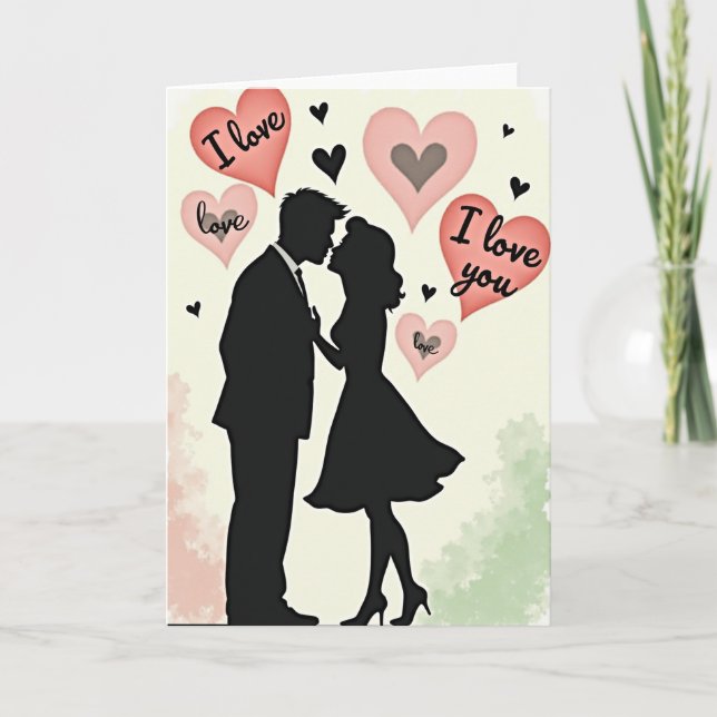 I Love You Kissing Couple Card (Front)