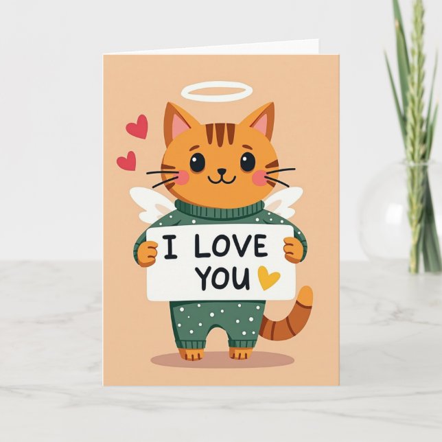I Love You Kitty Angel Card (Front)