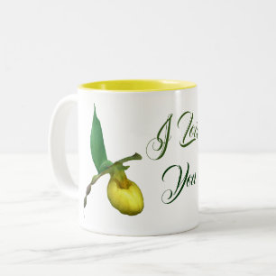 I Love You Lady Slipper Flower Two-Tone Coffee Mug
