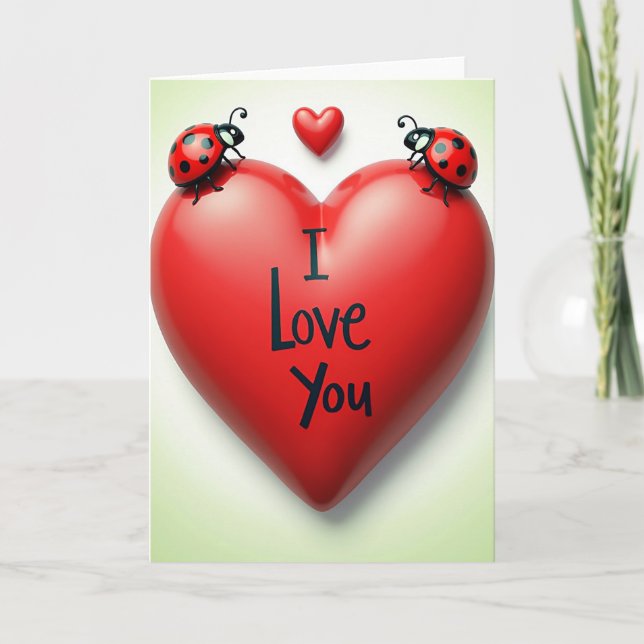 I Love You Ladybug Heart Card (Front)