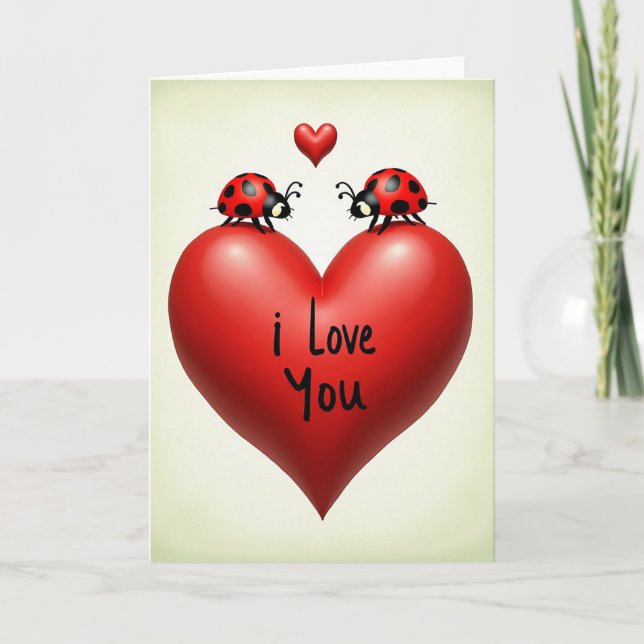 I Love You Ladybug Polka Dot Card (Front)