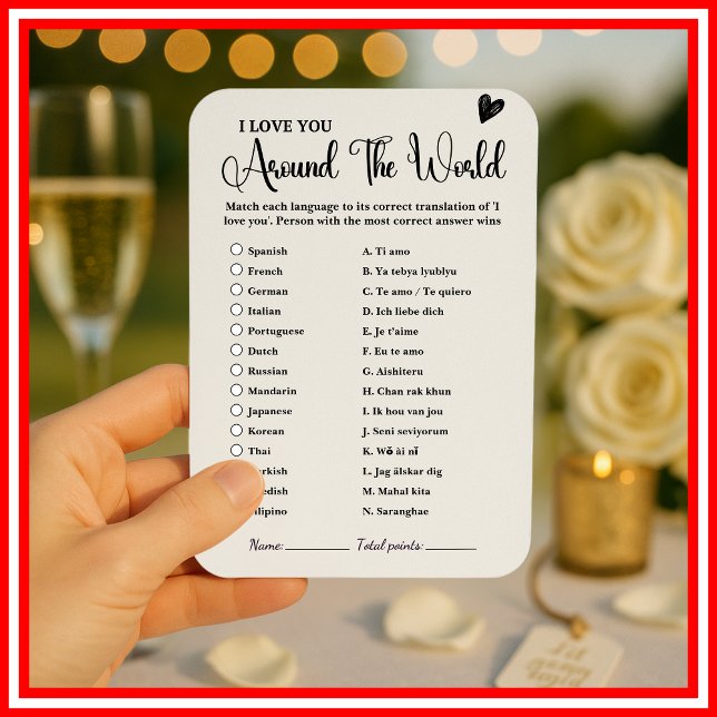 I Love You Language Game Bridal Shower Game Invitation (Creator Uploaded)