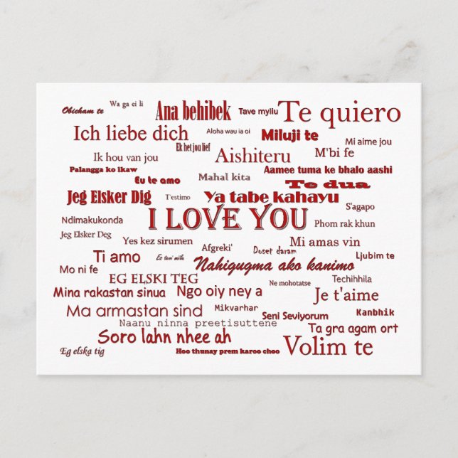 I love you language postcard (Front)
