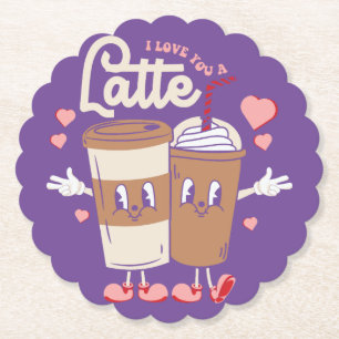 I love You latte Valentine Coffee Paper Coaster