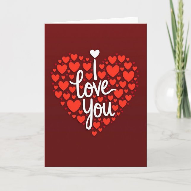 I Love You Layered Hearts Card (Front)