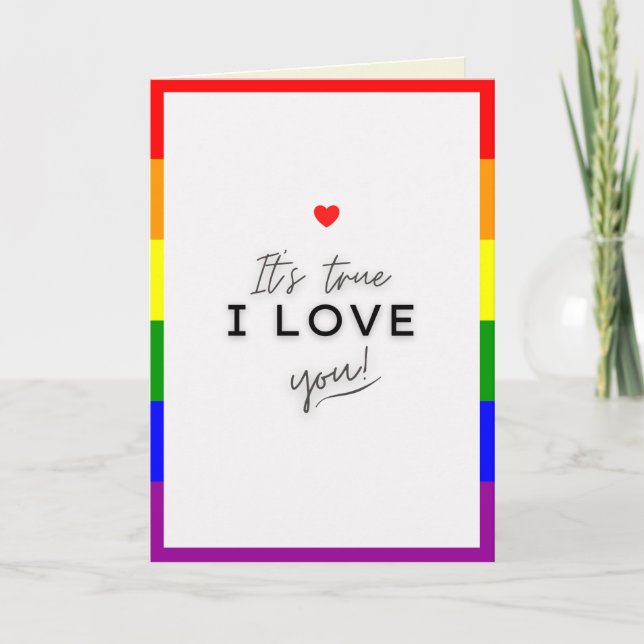 I Love You LGBT Pride Themed Valentine Card (Front)