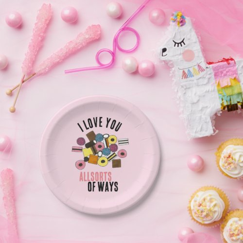 I Love You Licorice Allsorts Valentines Day Candy Paper Plates