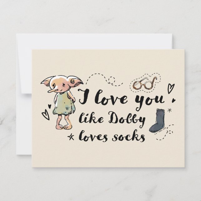 I Love You Like Dobby Loves Socks Note Card (Front)