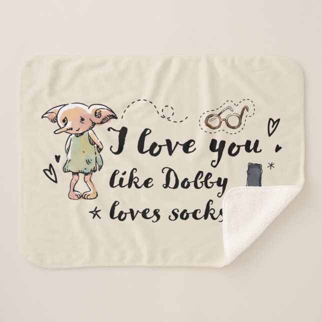 I Love You Like Dobby Loves Socks Sherpa Blanket (Front (Horizontal))
