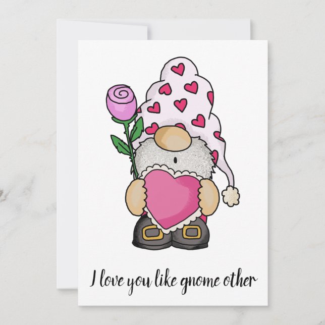 I love you like gnome other valentine love note card (Front)