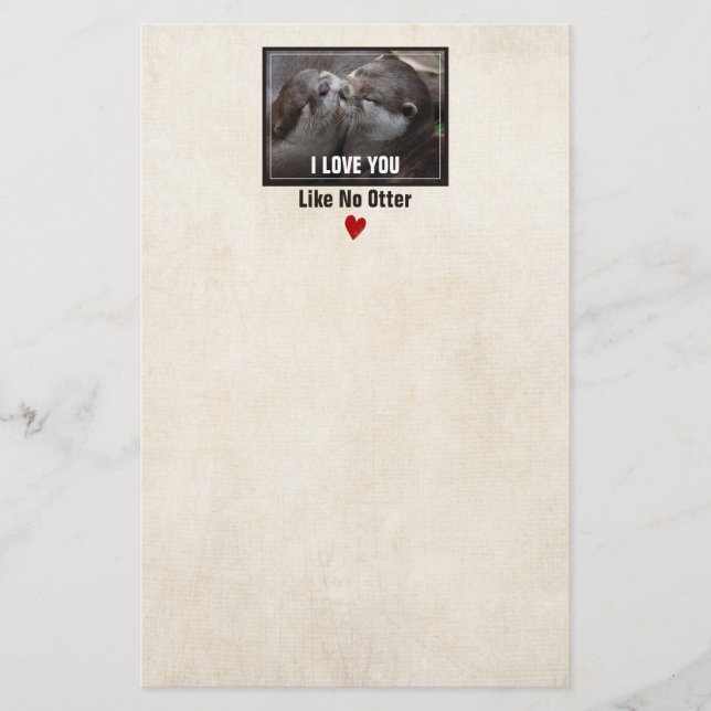 I Love You Like No Otter Cute Photo Stationery (Front)