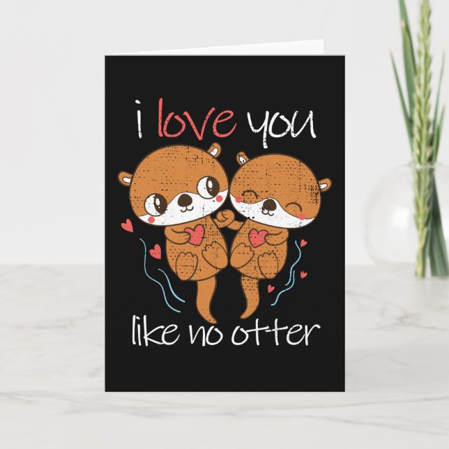 I Love You Like No Otter Funny Vintage Valentines Card (Front)