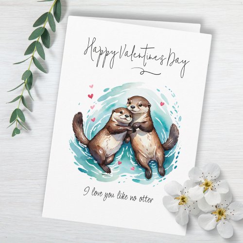I Love You Like No Otter Pun Valentines Day Card