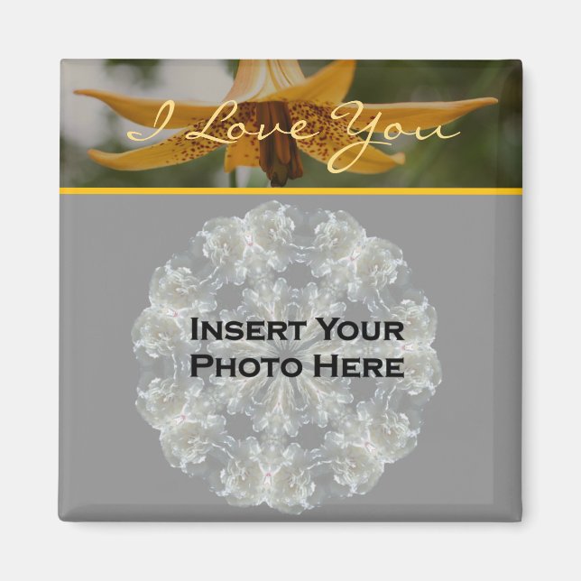 I Love You Lily Flower Personalized Photo  Magnet (Front)