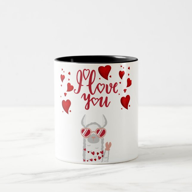 I LOVE YOU LLAMA Two-Tone COFFEE MUG (Center)
