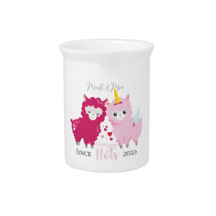 I Love You Llots Llama Customized Gift Him Her     Beverage Pitcher