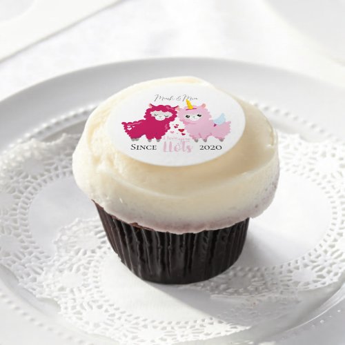 I Love You Llots Llama Customized Gift Him Her     Edible Frosting Rounds