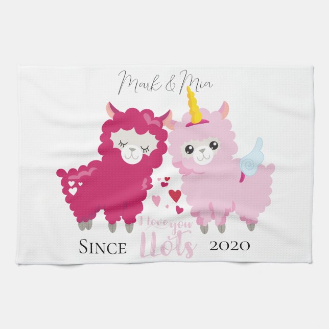 I Love You Llots Llama Customized Gift Him Her   Kitchen Towel (Horizontal)