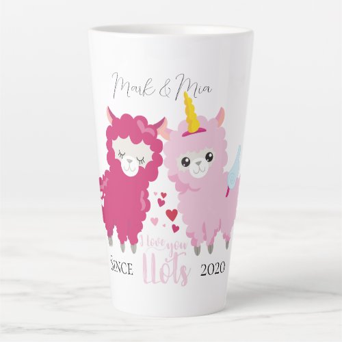 I Love You Llots Llama Customized Gift Him Her     Latte Mug