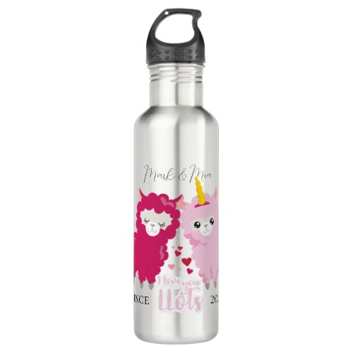 I Love You Llots Llama Customized Gift Him Her     Stainless Steel Water Bottle