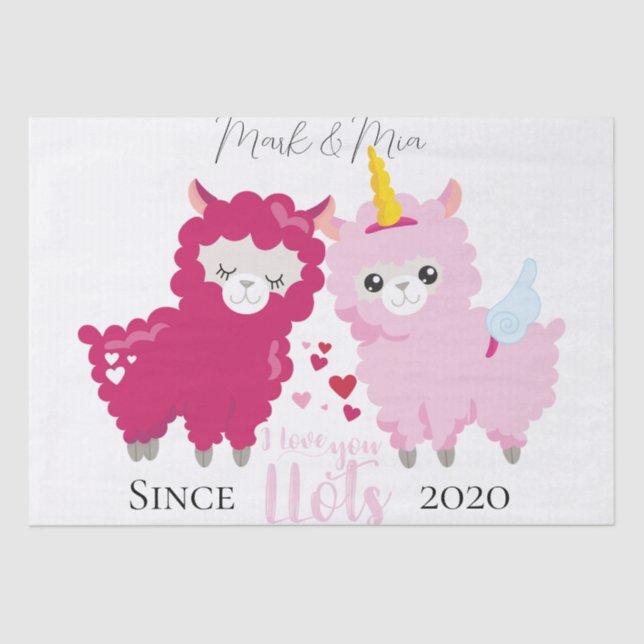 I Love You Llots Llama Customized Gift Him Her    Tissue Paper (Front)