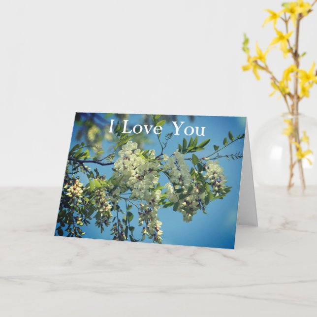 I Love You Locust Blossoms Personalized Card (Yellow Flower)