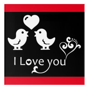 "I LOVE YOU" LOVEBIRDS ACRYLIC PRINT