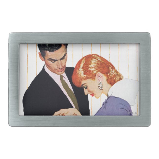 I Love You, Mama Girl Rectangular Belt Buckle (Front)