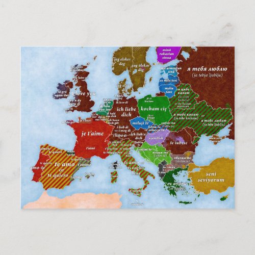 I Love You Map Postcard