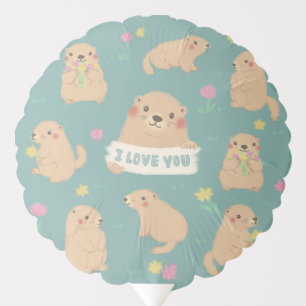 I Love You, Marmots Illustration Balloon