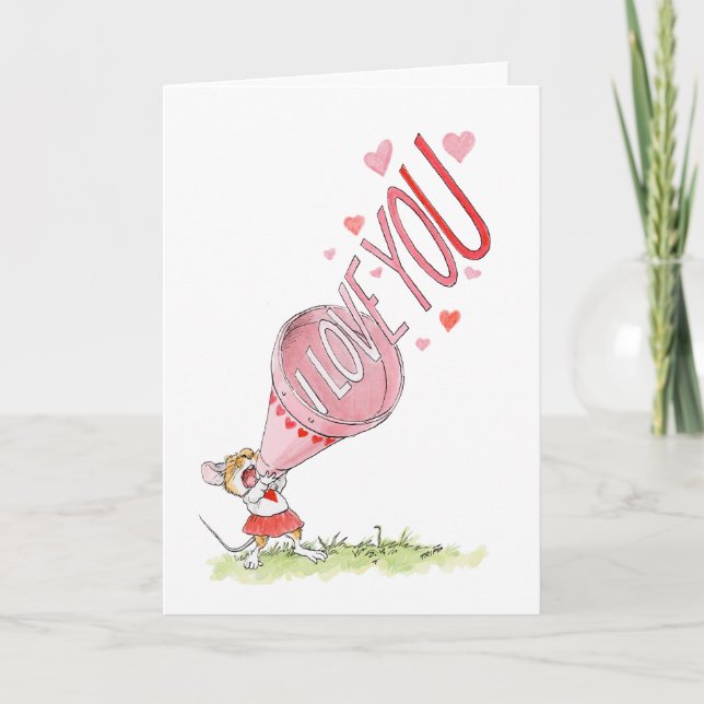 "I love you!" Megaphone Mouse card (Front)