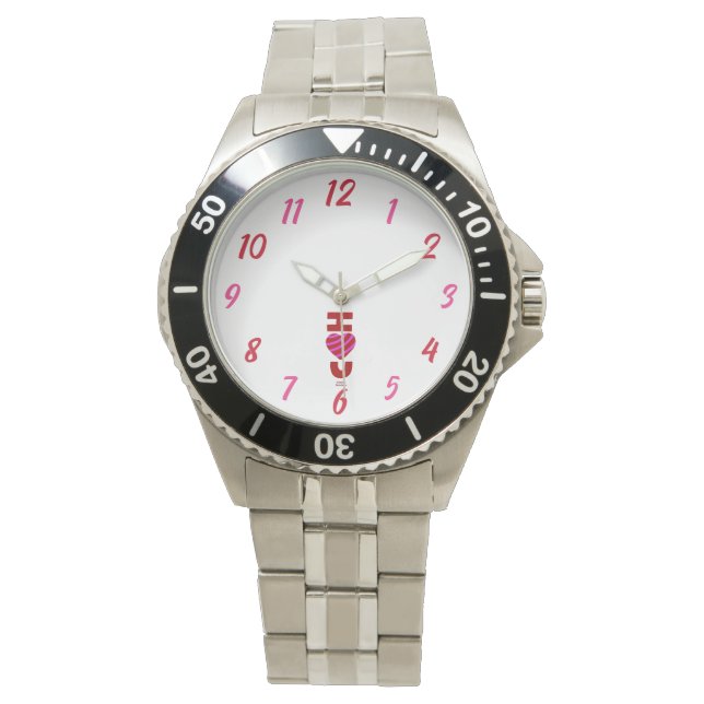 I Love You Men's Stainless Steel Bracelet Watch (Front)