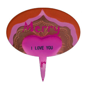 I love You Merry Christmas Heart Cake Topper