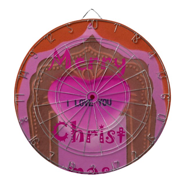 I love You Merry Christmas Heart Dart Board (Front)